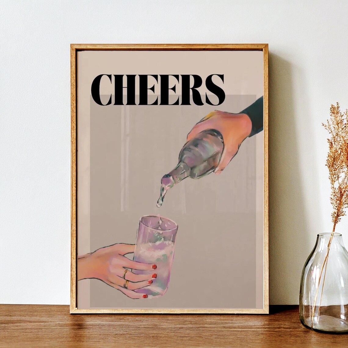 Cheers Quote Poster, Modern Bar Wall Decor