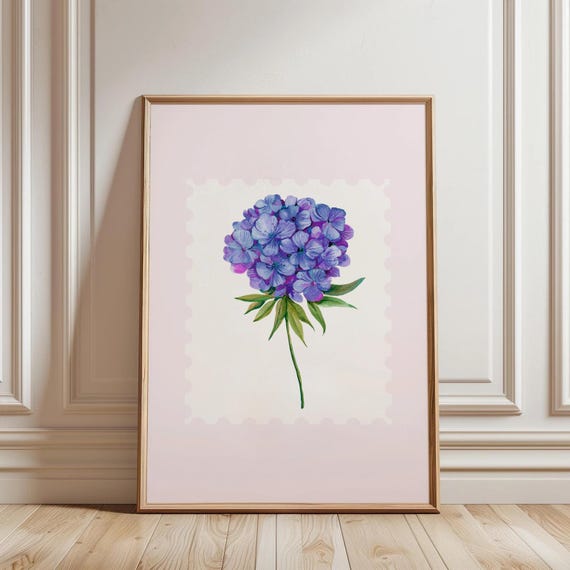 Vintage Flower Stamps Print Minimalist Bedroom Floral Wall Art Nursery Decor Modern Kitchen