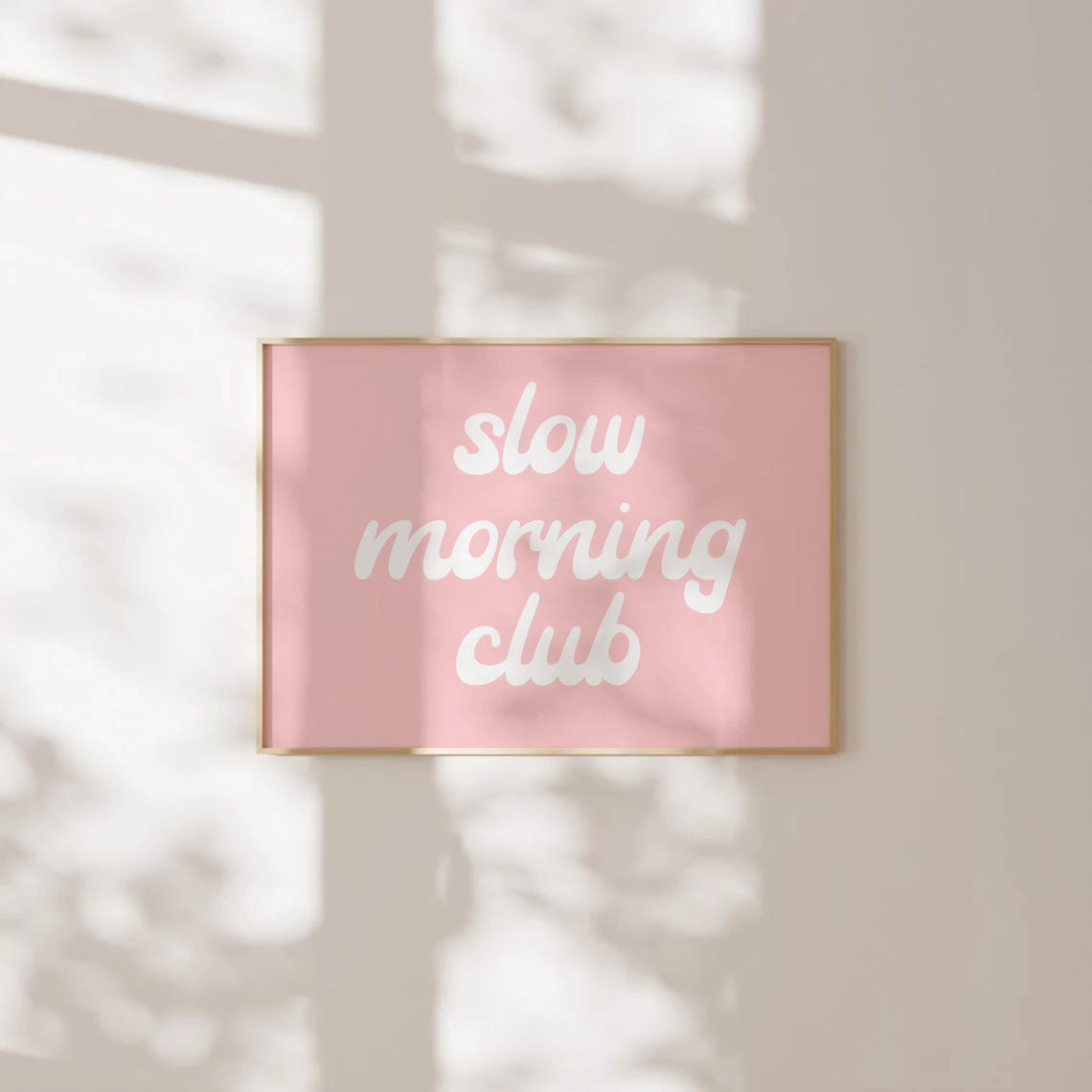 Slow Morning Club Print Above Bed Pink Poster Dorm Room Prints Teen Girl Bedroom Cute Retro Wall Art