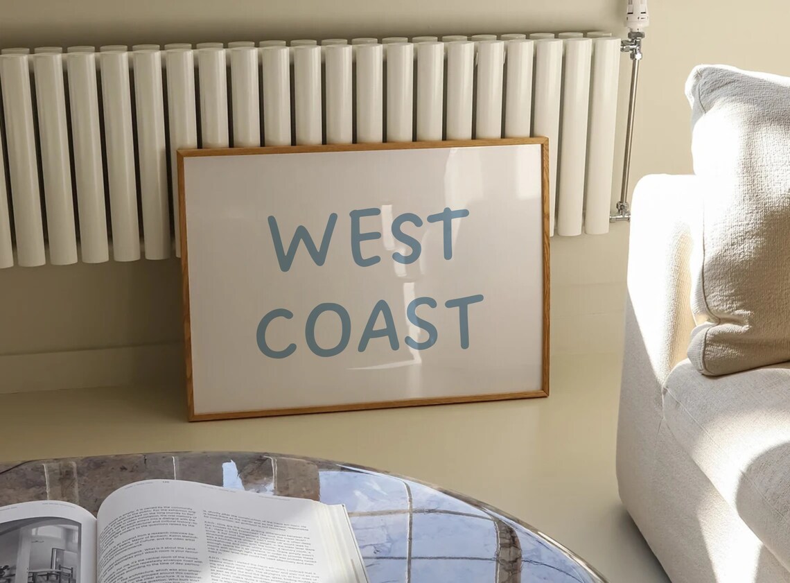 West Coast Dusty Blue Hand Lettering Minimal Coastal Decor Poster - Image 3
