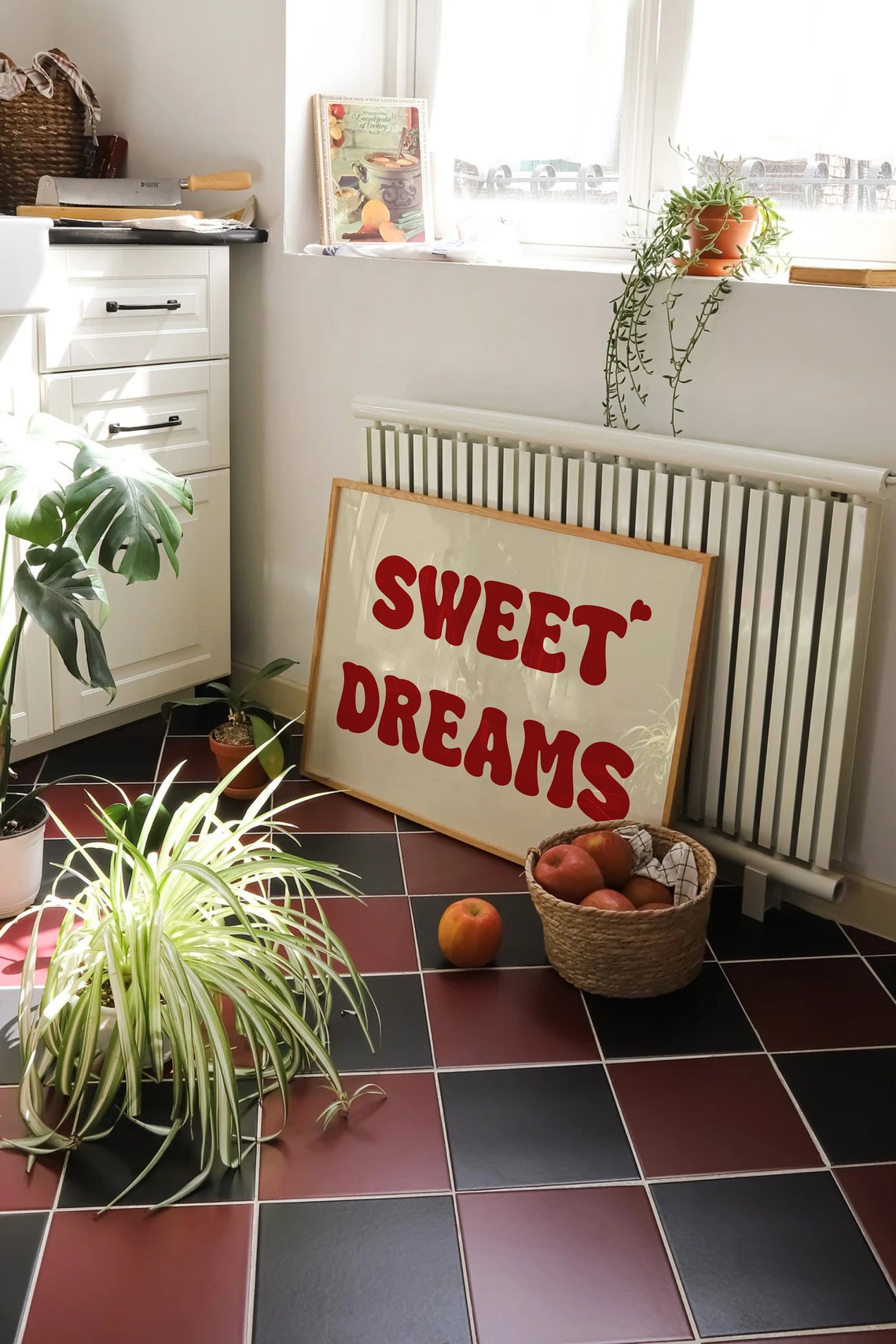 Sweet Dreams Red Retro Bubble Letter Bedroom Above Bed Wall Art - Image 2