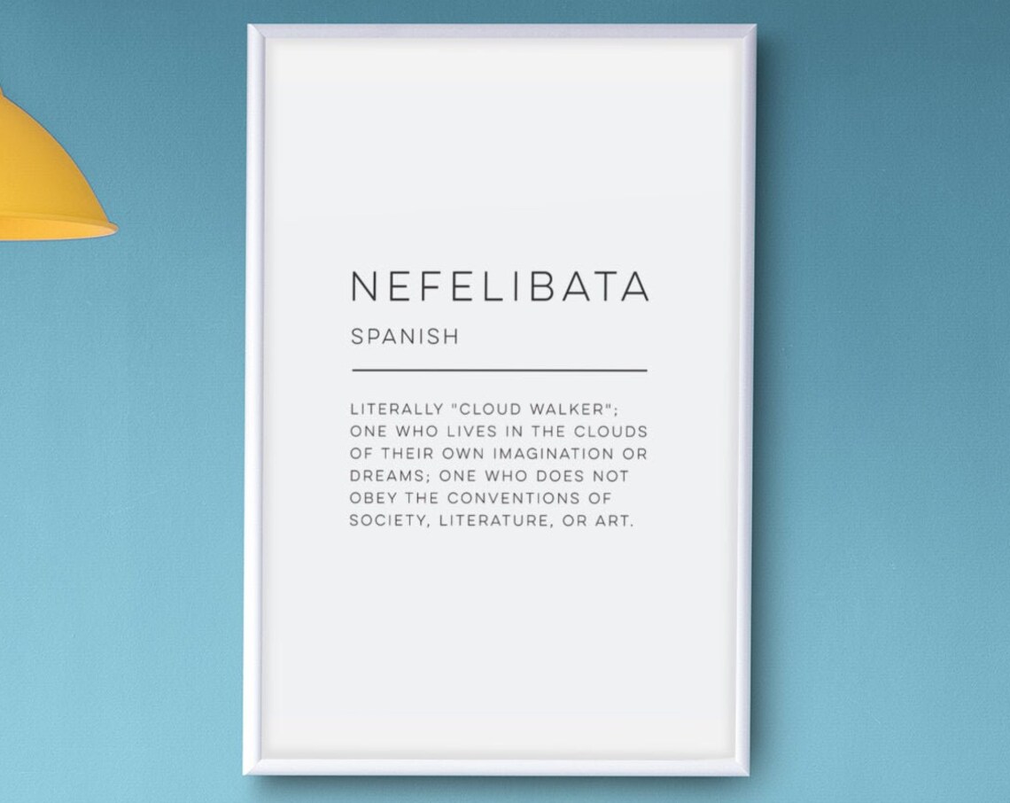 Nefelibata Definition Cloud Walker Spanish Word Dictionary Wall Art