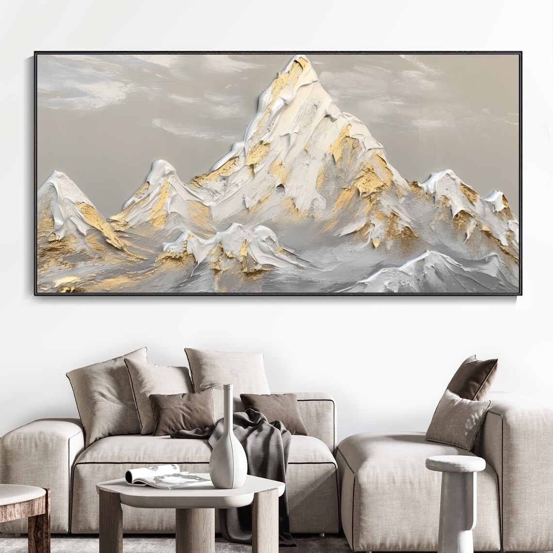 White Snow Mountain Wabi Sabi Landscape Art Print - Image 2