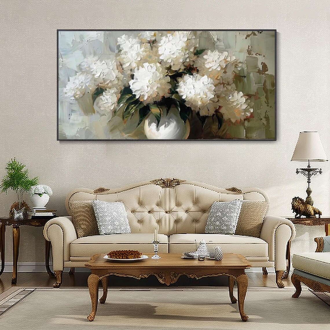 White Hydrangea Abstract Art Print, Modern Texture - Image 4