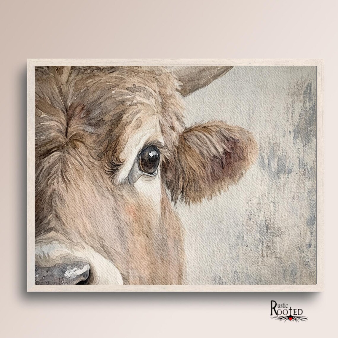 Highland Cow Watercolor Close-Up Rustic Farm Animal Art Poster - Image 3