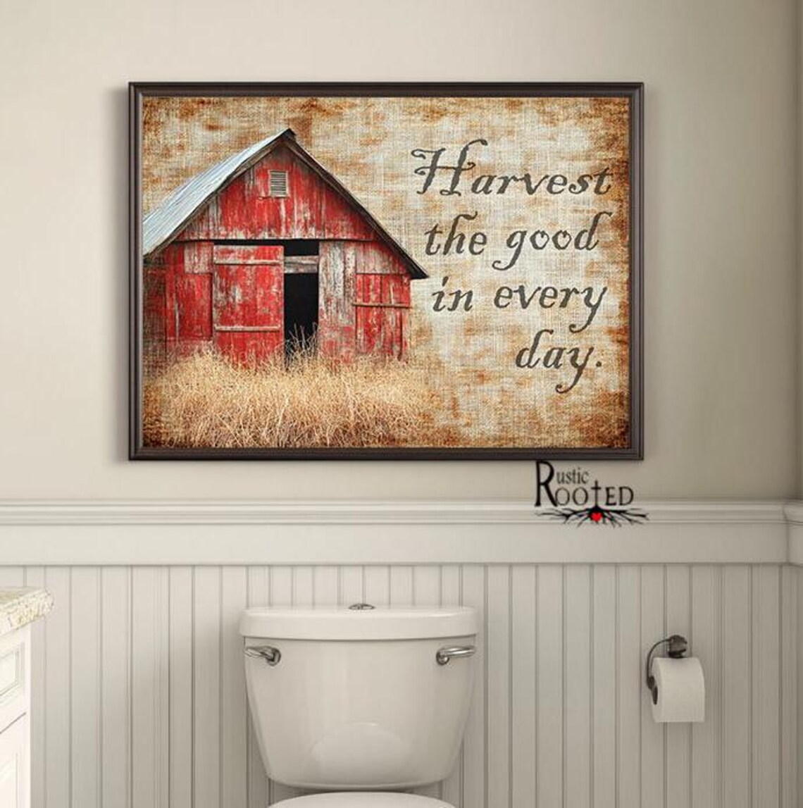 Harvest the Good in Every Day Red Barn Farm Quote Art Poster