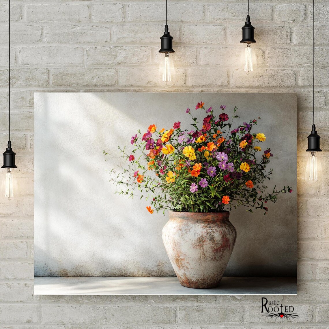 Colorful Wildflowers in a Rustic Clay Pot Farmhouse Photo Poster - Image 4