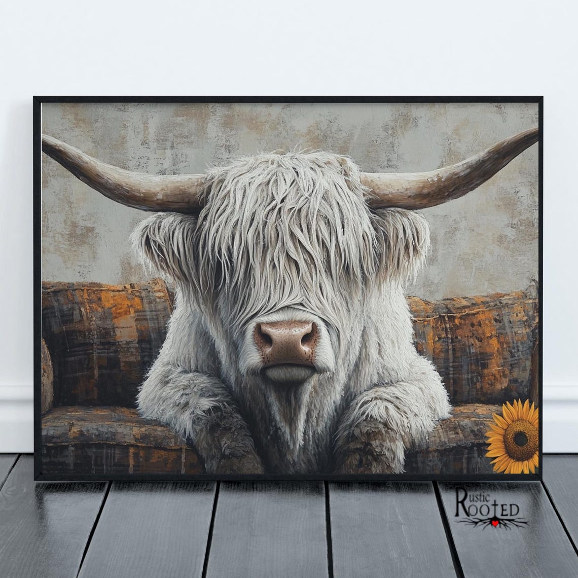 Rustic Farmhouse Cow Print Highland Cow Wall Art Western Country Decoration Modern Farmhouse Home Decor Cozy Farmhouse Barnyard Animal Print - Image 4