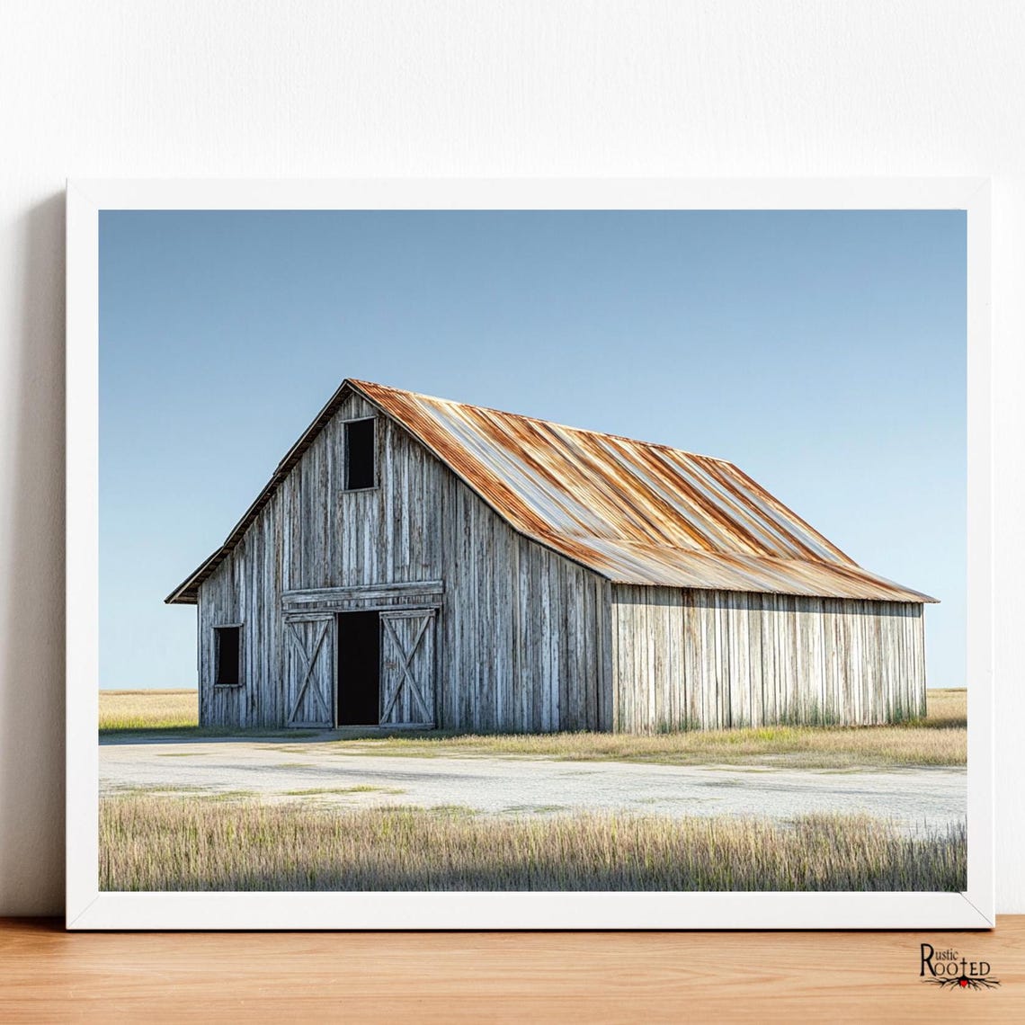 Weathered Barn with Rusty Tin Roof Under a Big Blue Sky Poster - Image 2
