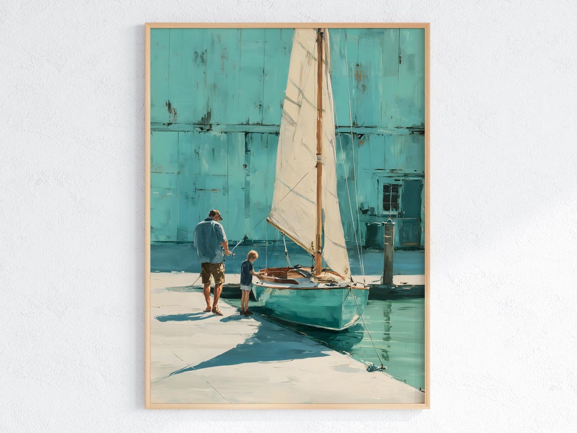 Quiet Marina Sailboat Moment, Seaside Nursery Decor