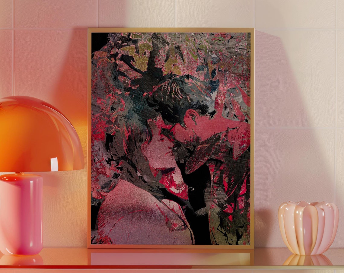Custom Maximalist Graffiti Print Unique Personalized Couples Portrait