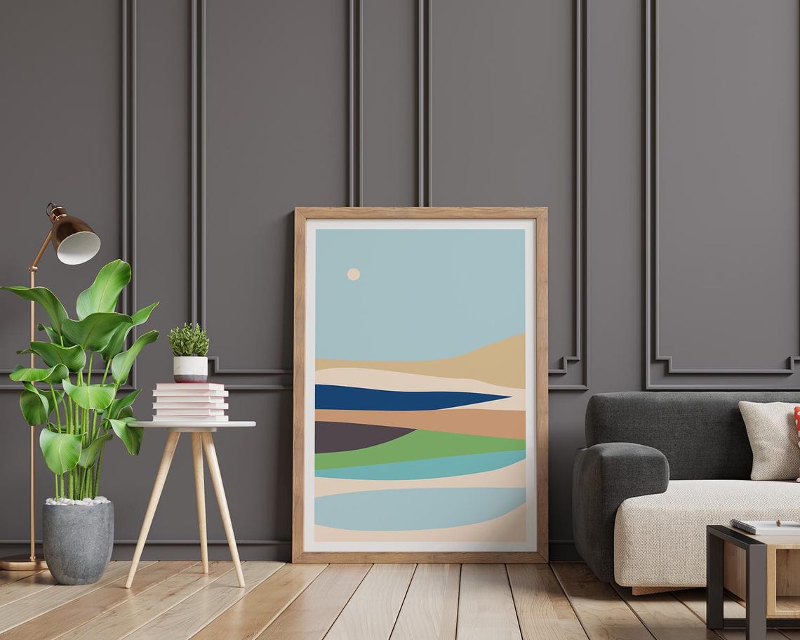 Pastel Beach Dunes Pools Abstract Sea Sand Sky Minimal Poster - Image 2