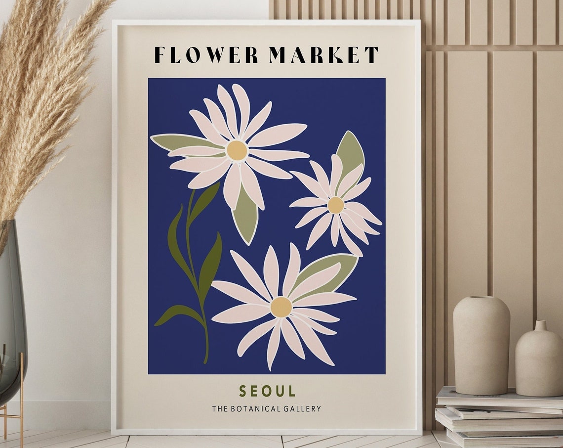 Seoul Flower Market Poster Flower Market Poster Hippie Flowers Poster Retro 70s Flower Market Boho Flower Market Print F048