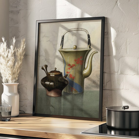Vintage Teapot And Kettle Art Print Classic Kitchen Wall Decor For Tea Lovers Perfect Retro Inspired Illustration For Any Home