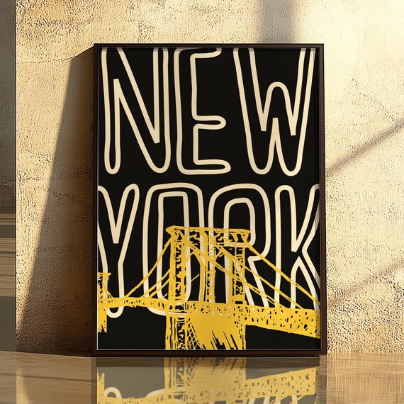 New York City Bridge, Minimalist Urban Art Print