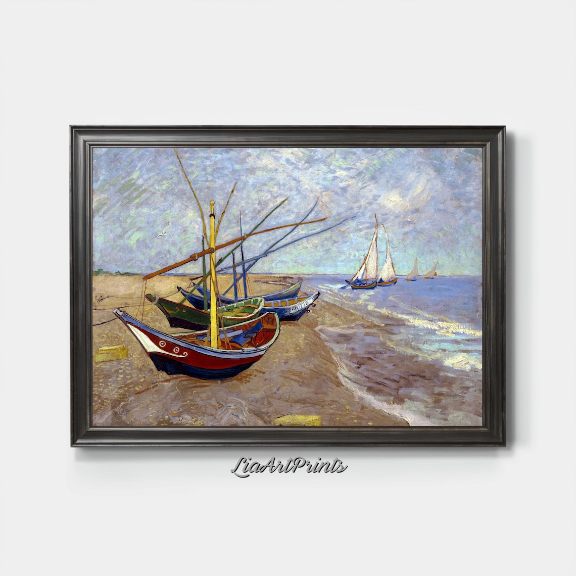 Vincent van Gogh Fishing Boats Beach Saintes Maries Seascape Poster - Image 3