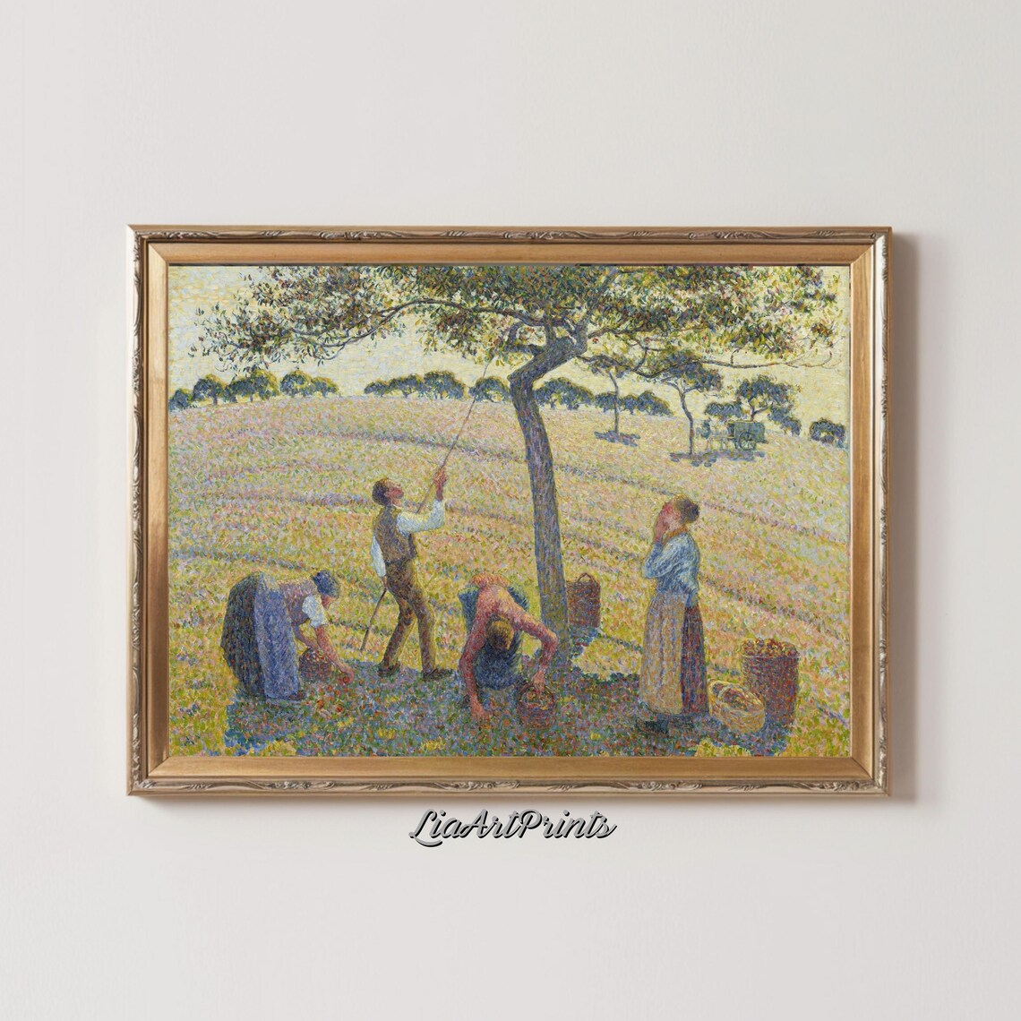 Pissarro Apple Picking Pointillist Peasants Harvest Eragny Art Poster - Image 2