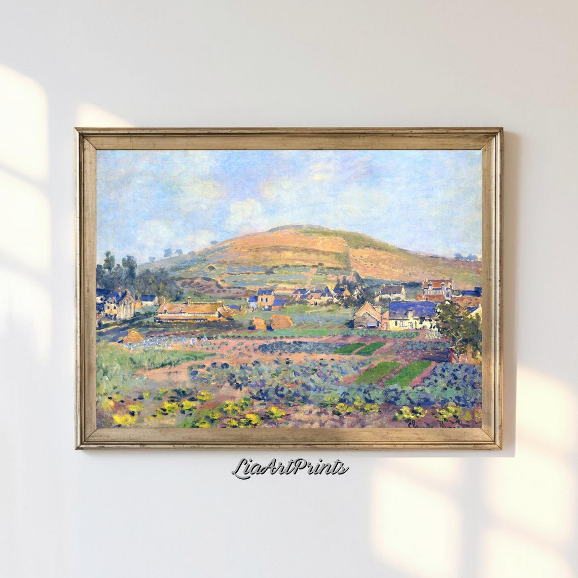Impressionist Village Houses Hillside Summer Fields Country Poster