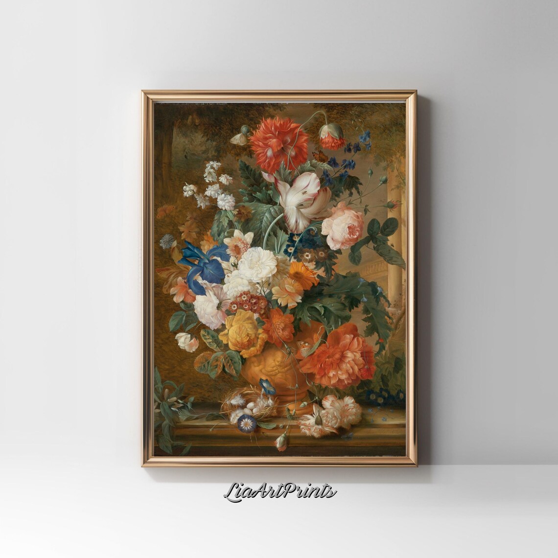 Baroque Floral Bouquet Roses Peonies Poppies Vintage Still Life Poster - Image 2