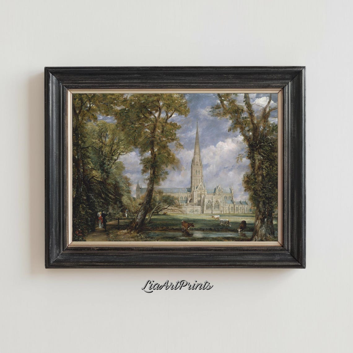 John Constable Salisbury Cathedral with Cattle Vintage Art Poster - Image 3