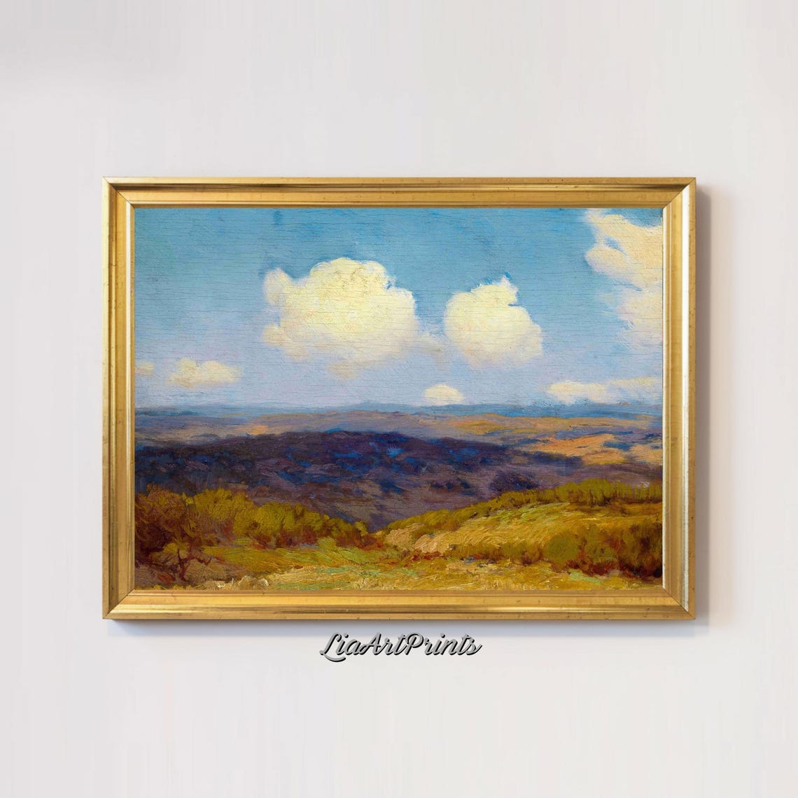 Golden Hills And Clouds Landscape Art Serene Nature Classic Pastoral Tranquil Wall Art - Image 3
