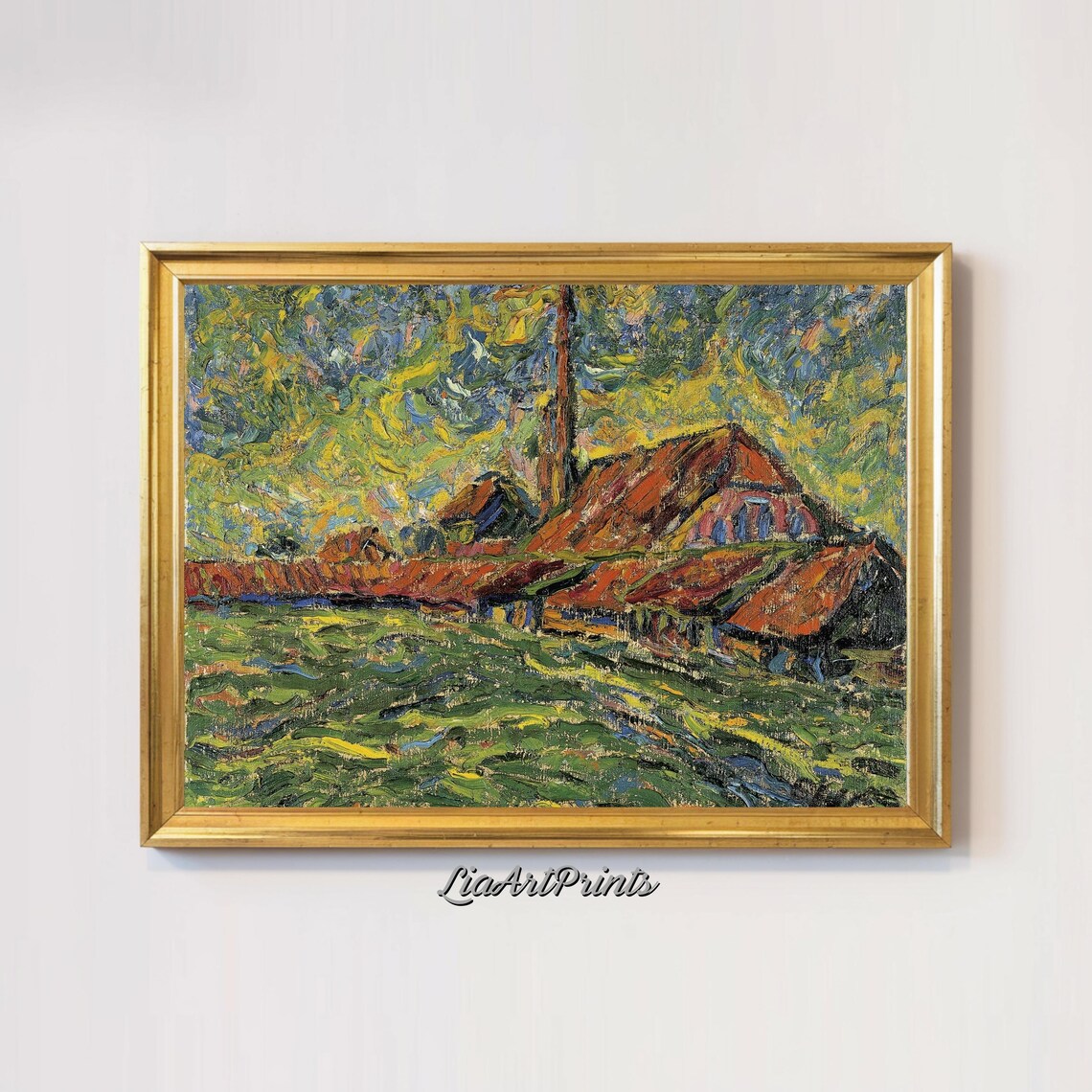 Vivid Abstract Landscape, Expressionist Countryside Scene - Image 3