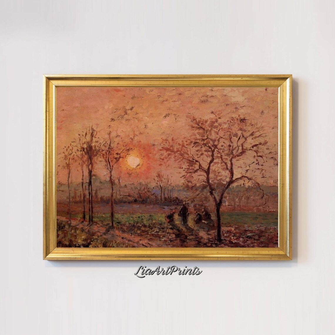 Golden Sunset Landscape, Impressionist Autumn Scene - Image 3
