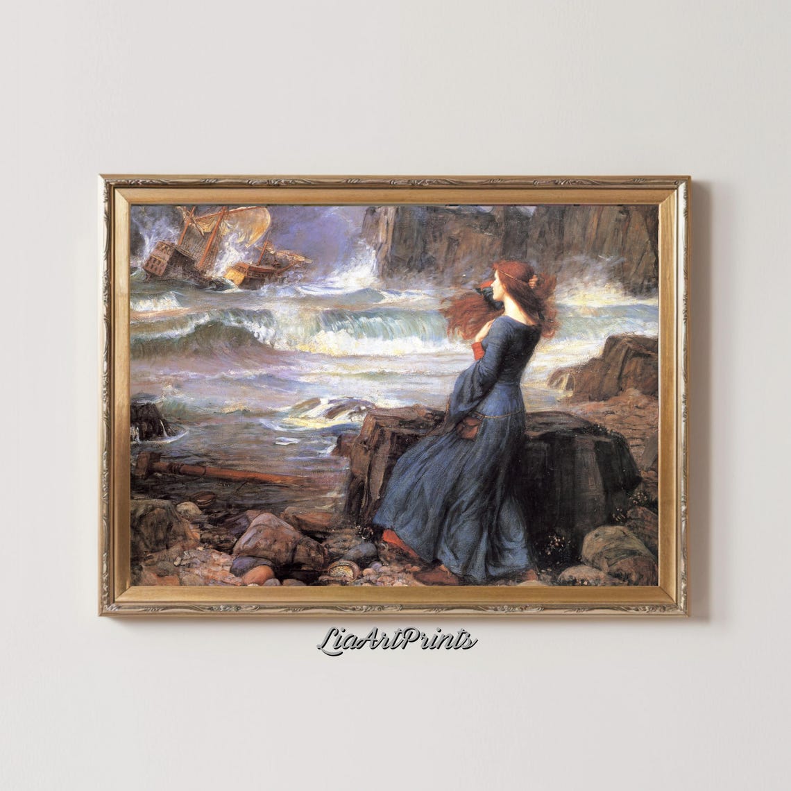 John William Waterhouse The Tempest Miranda Shipwreck Romantic Poster - Image 2