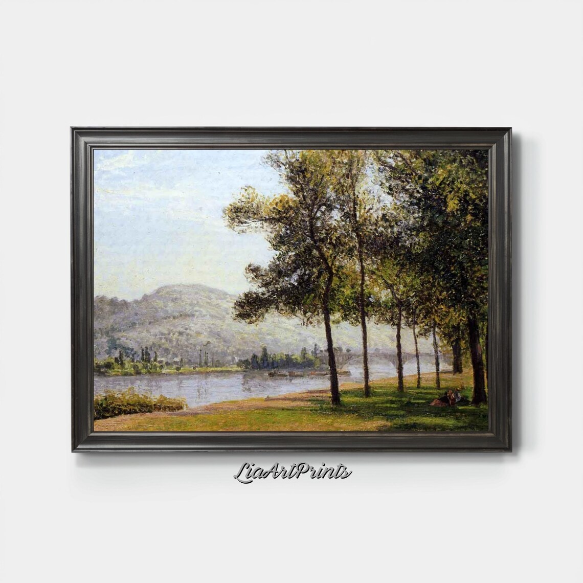 Serene Riverside Landscape, Impressionist Nature Art - Image 4