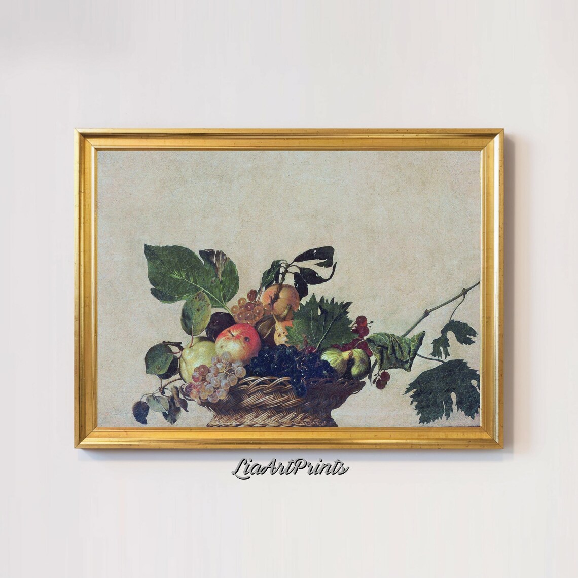 Vintage Still Life Wall Art Classic Fruit Basket Painting Antique Inspired Artwork Rustic Home Decor - Image 2