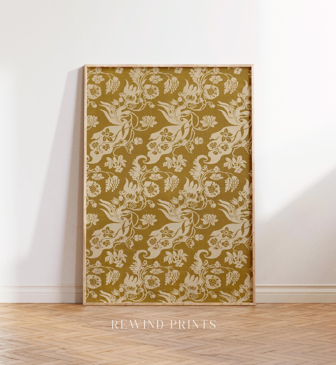 Vintage Yellow Tapestry Print, Victorian Floral Art - Image 5