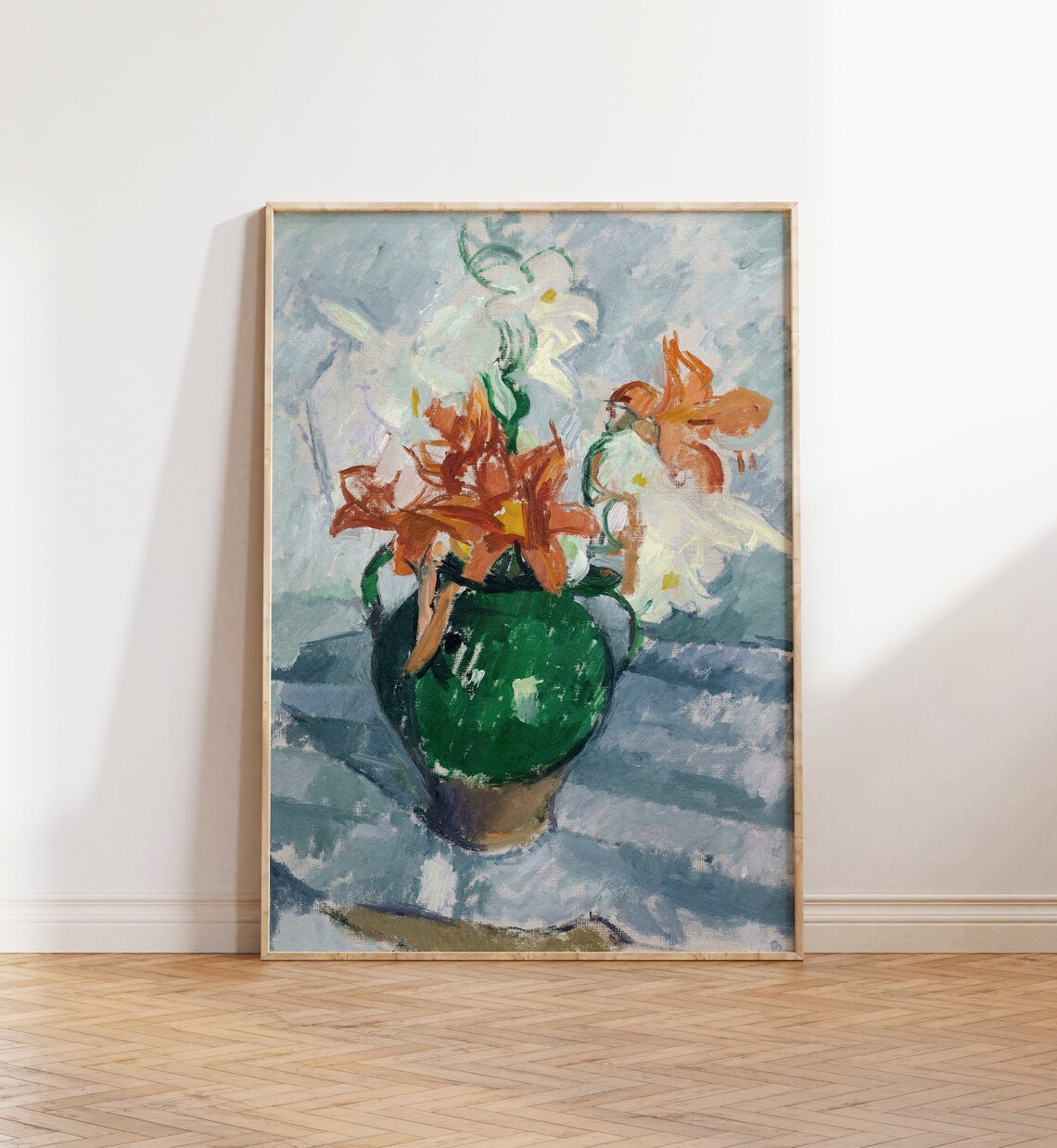 Vintage Floral Vase Oil Painting, Flower Still Life - Image 2