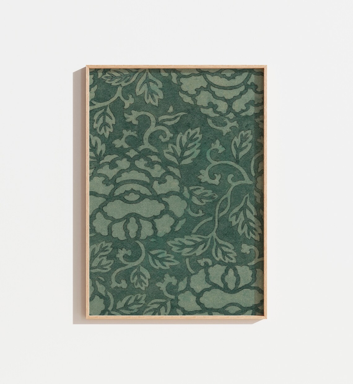 Vintage Green Floral Pattern, Cottage Style Art Print