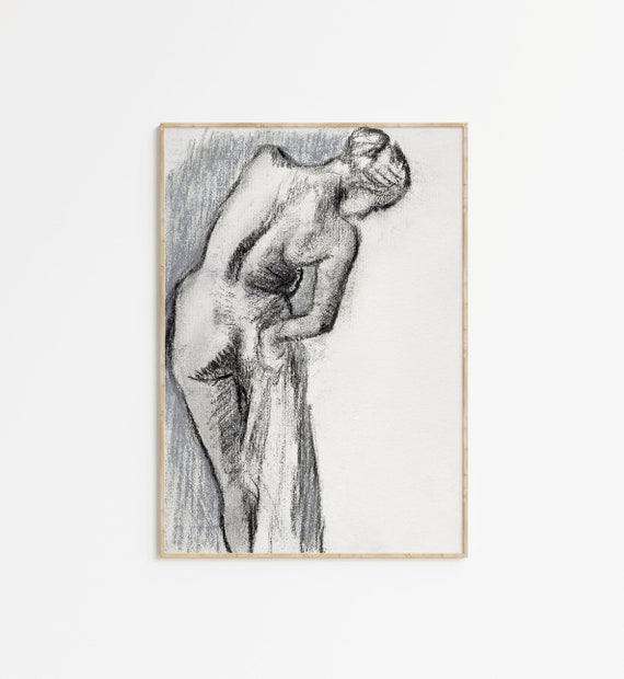 Vintage Sketch Of Nude Woman Minimalist Drawing