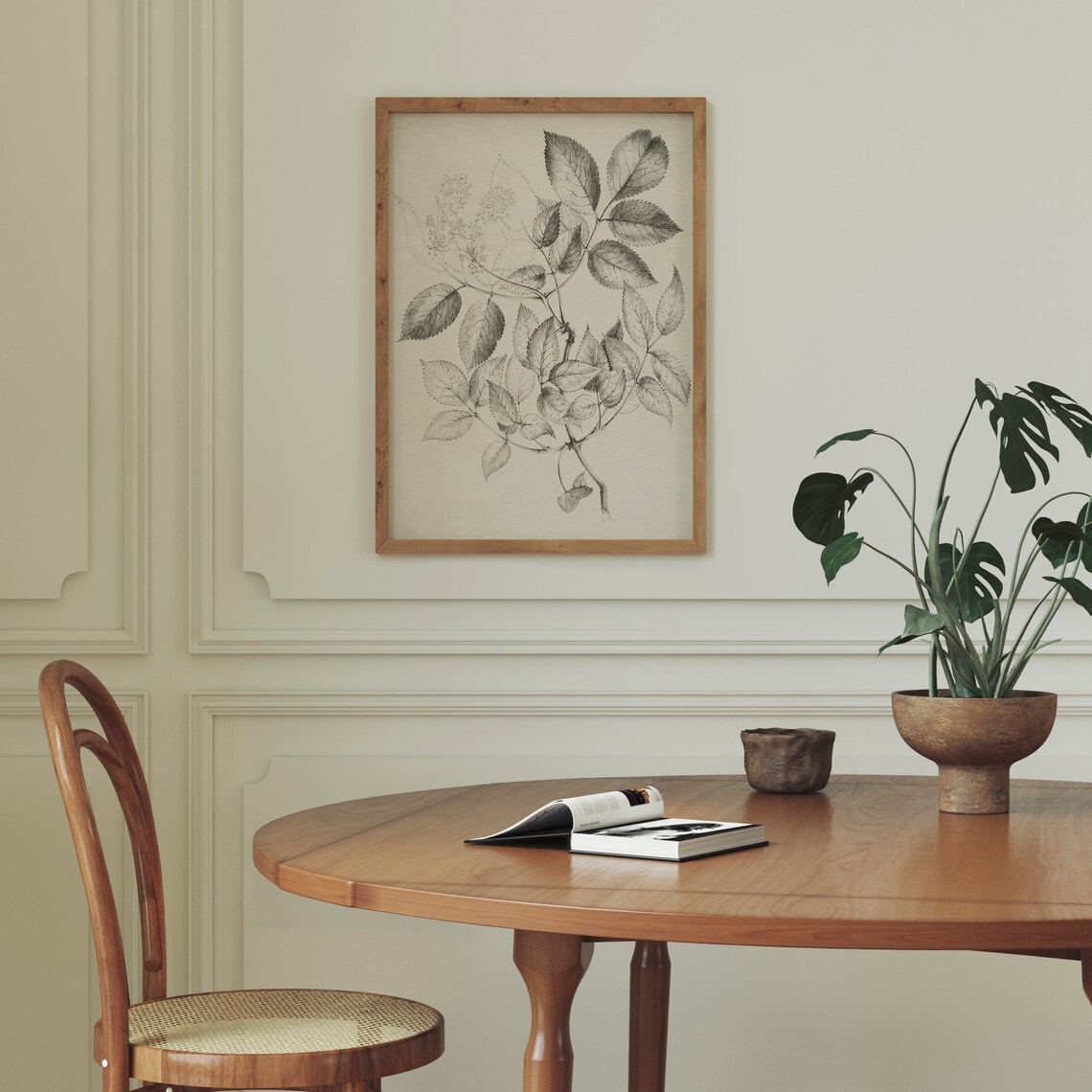 Vintage Neutral Cream Botanical Sketch Art Print - Image 2