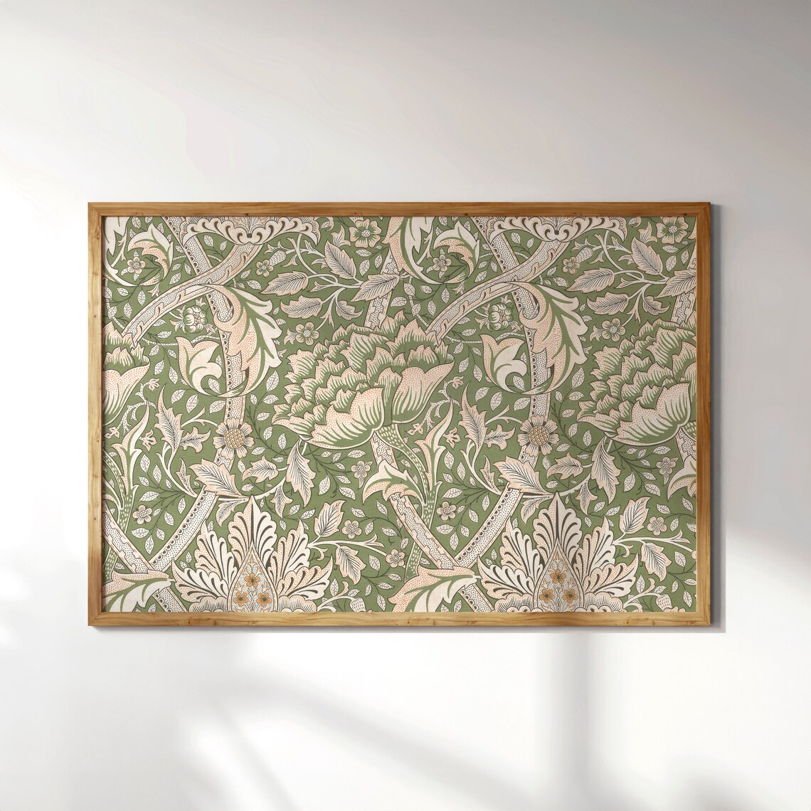 Vintage Sage Green Floral Tapestry Art Print - Image 3
