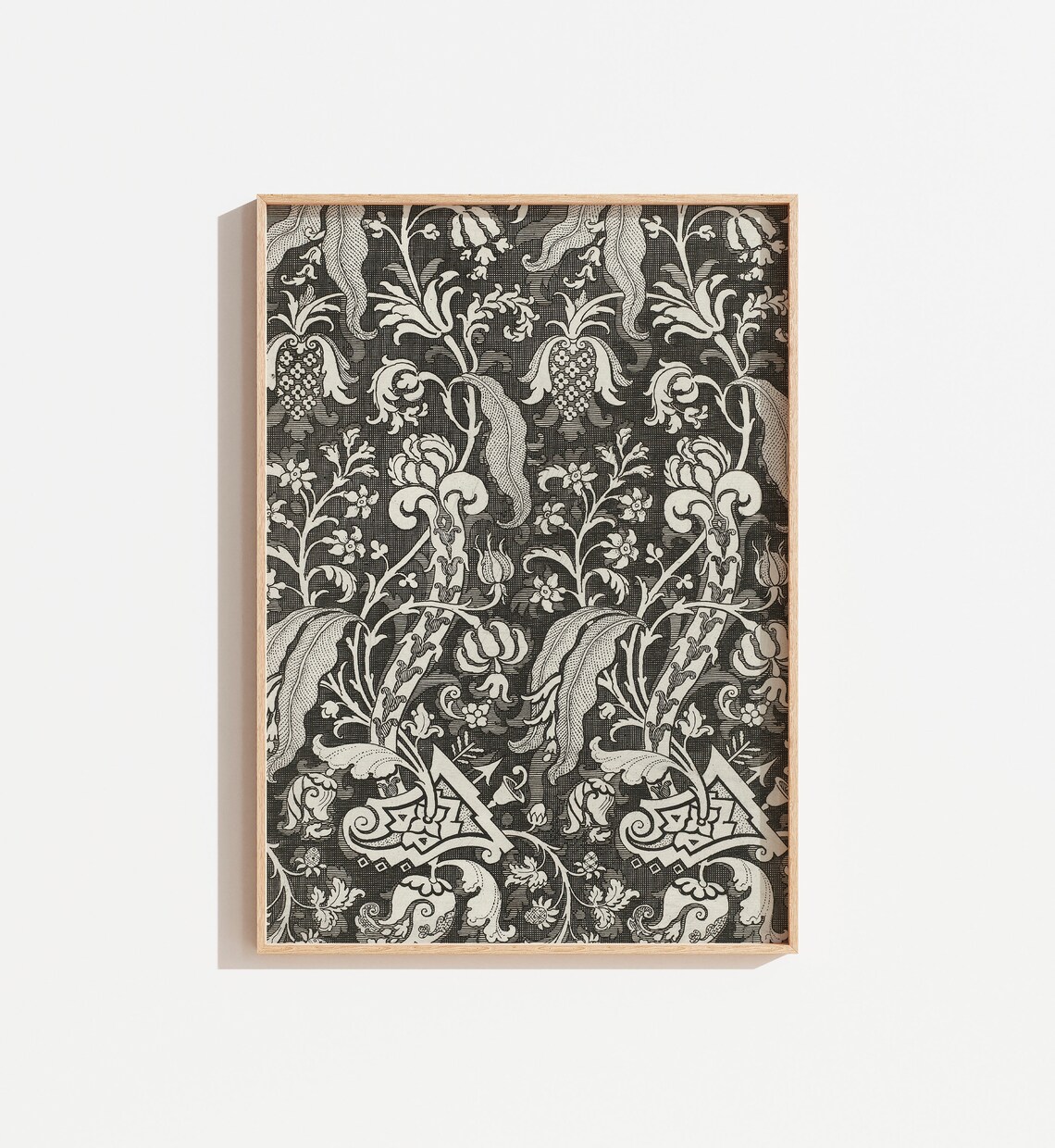 Vintage Black and White Floral Textile Print
