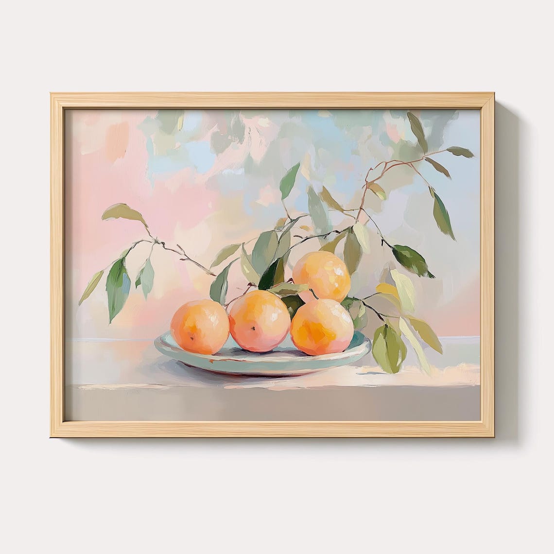 Ripe Oranges Still Life Rustic Kitchen Pastel Oil Painting Poster