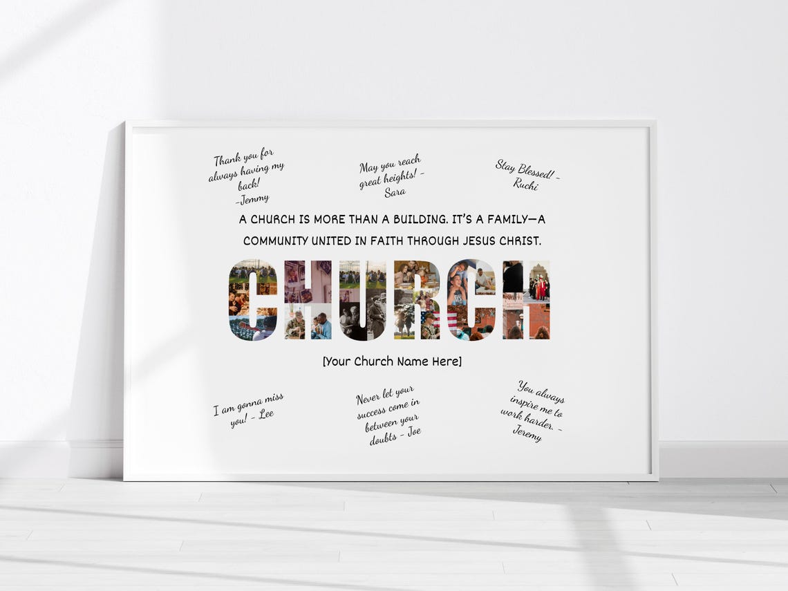 Personalized Church Photo Collage Word Art Farewell Gift Print - Image 2