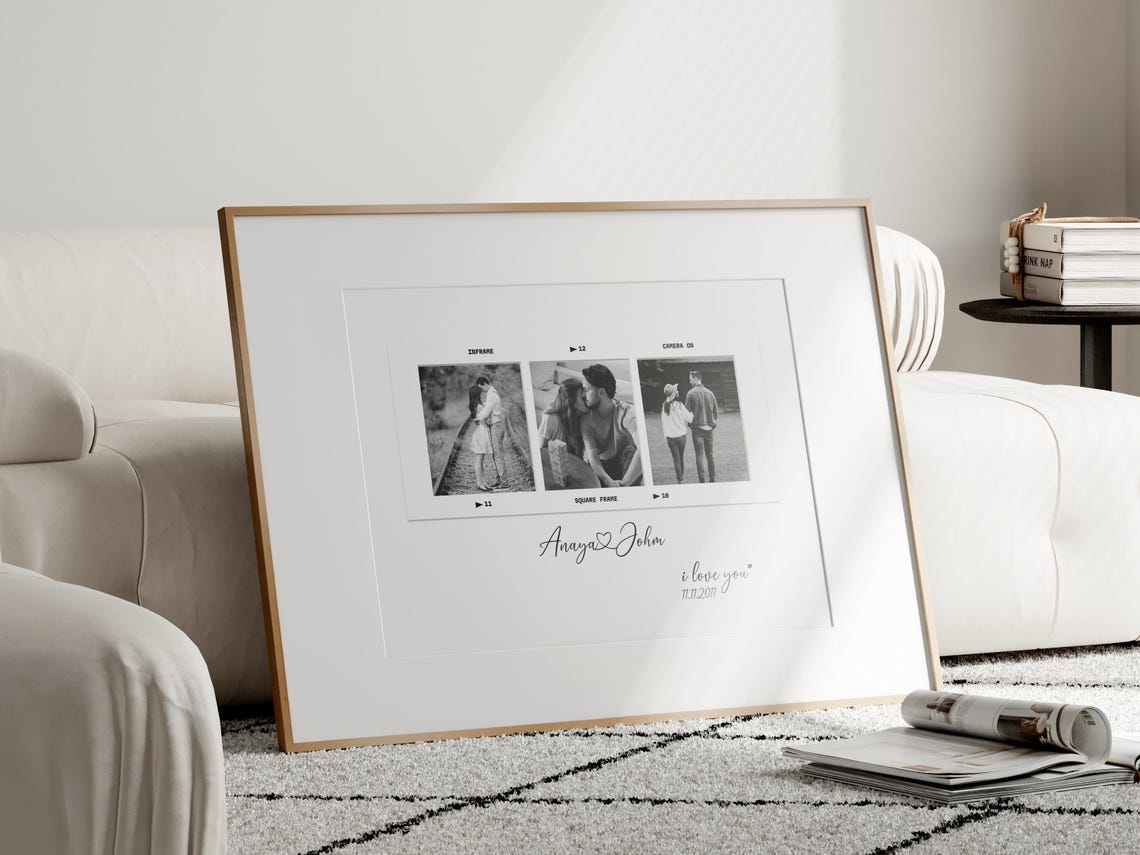 Personalised Couple Film Strip Photo Collage Romantic Keepsake Poster