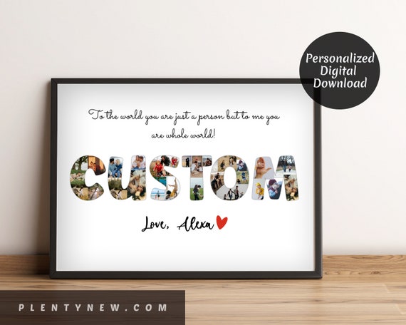Custom Name Picture Collage Personalized Text Photo Collage Custom Letter Collage Your Text Photo Collage Photo Collage Gift Word Art
