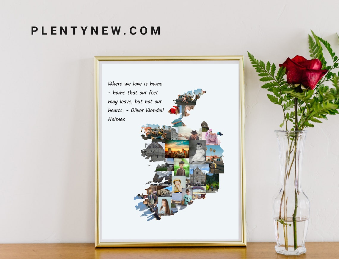 Ireland Map Photo Collage Home Quote Personalized Travel Poster