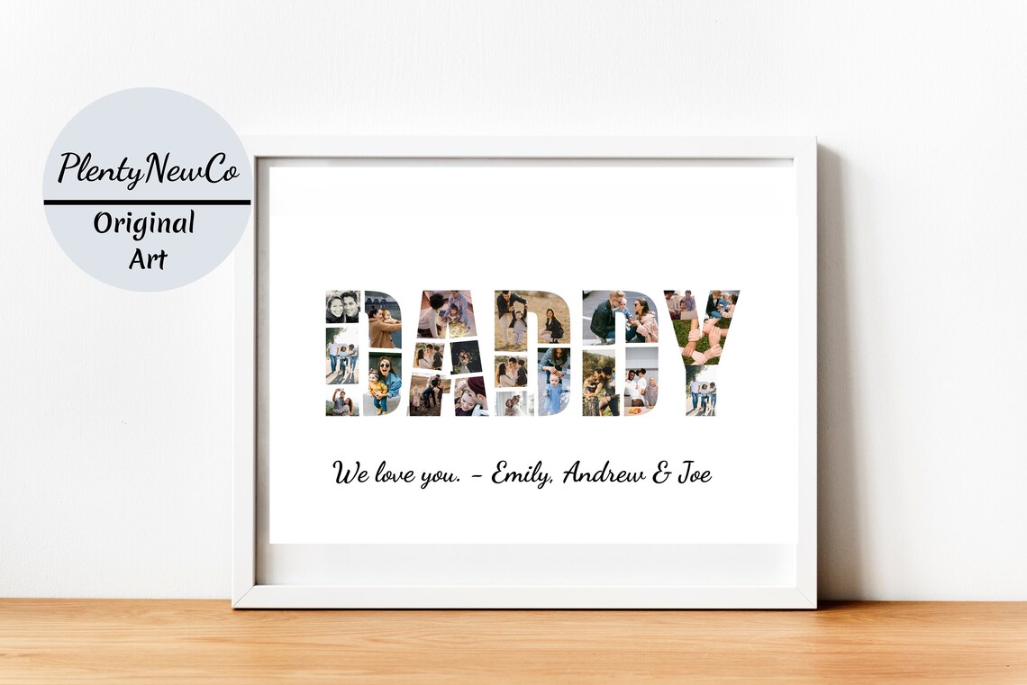 Personalized Daddy Photo Collage Wall Art Print