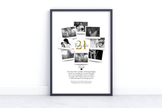 Personalised 21st Birthday Photo Collage 21st Birthday Gift 21 Years Old Gift Best Friend 21st Celebration Wall Art Polaroid Photo Decor