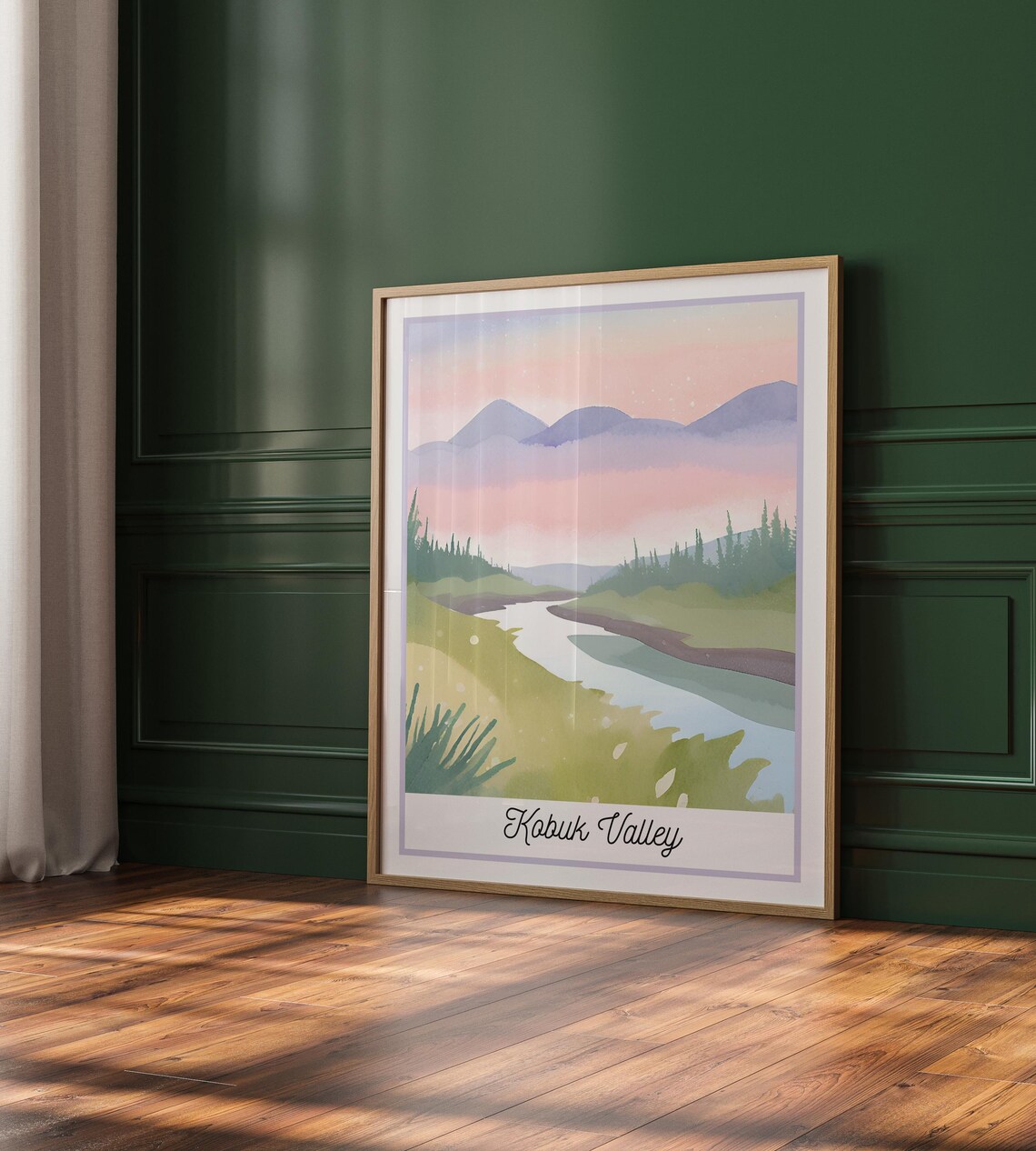 Kobuk Valley National Park Watercolor Arctic River Landscape Poster