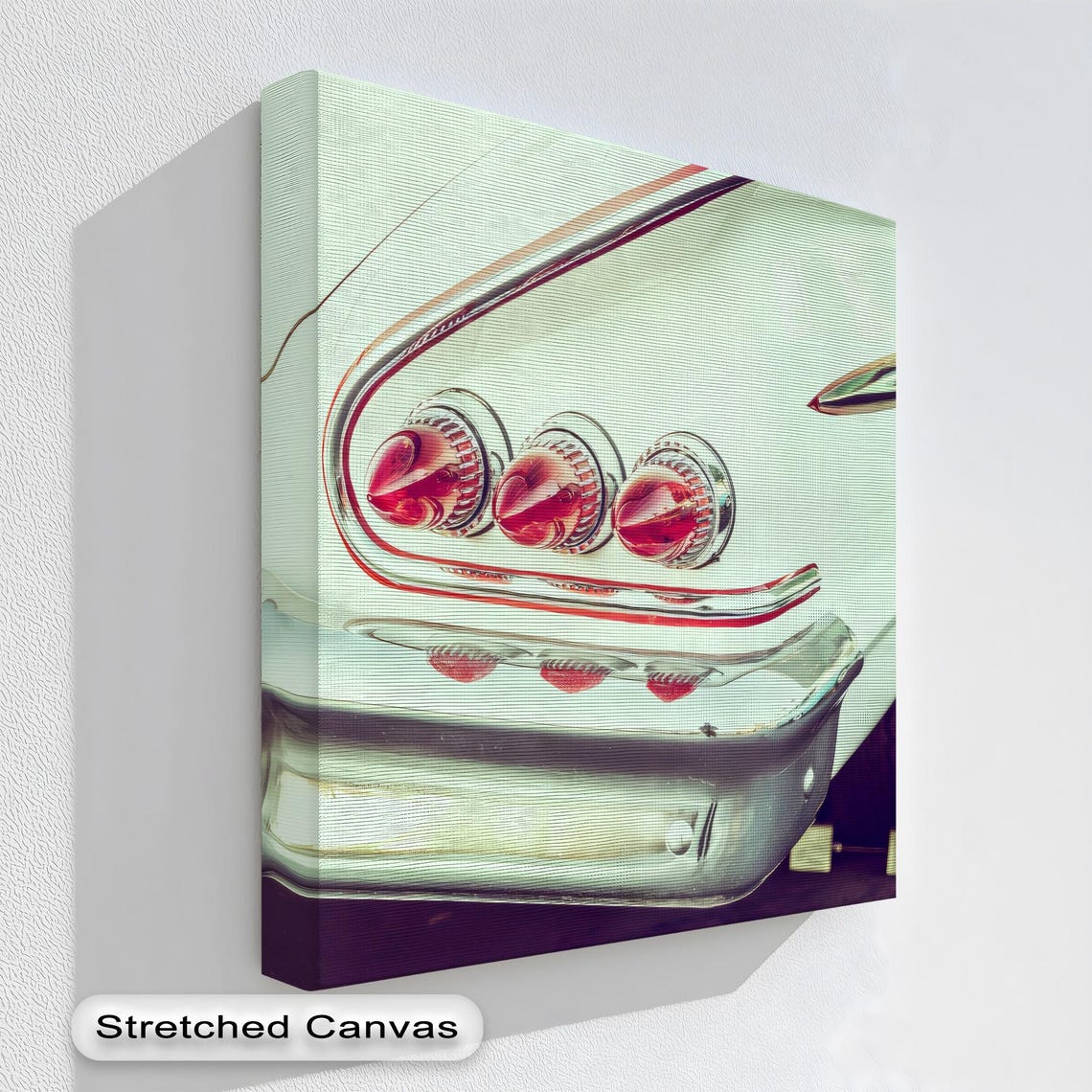Classic American Car Triple Red Tail Lights Chrome Detail Canvas Print