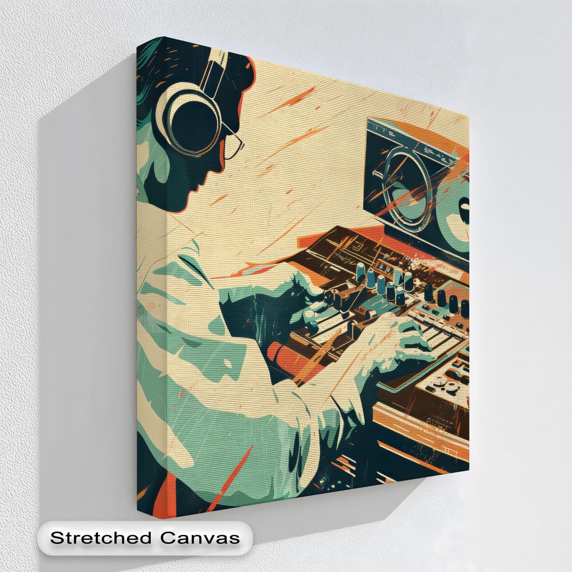 Retro DJ Mixing Console Headphones Pop Art Music Studio Print