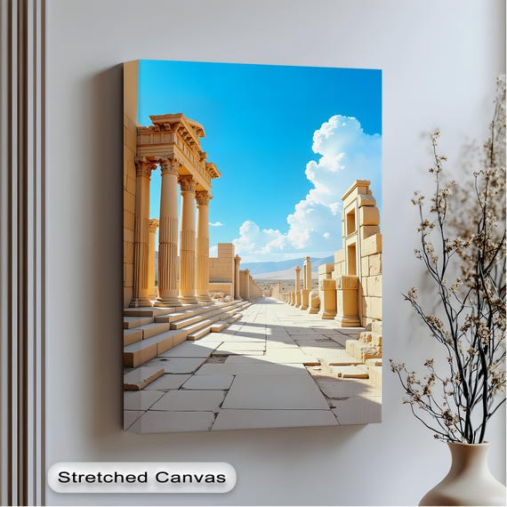 Ancient Temple Canvas Art Blue Sky Classical Architecture Print Large Framed Artworks