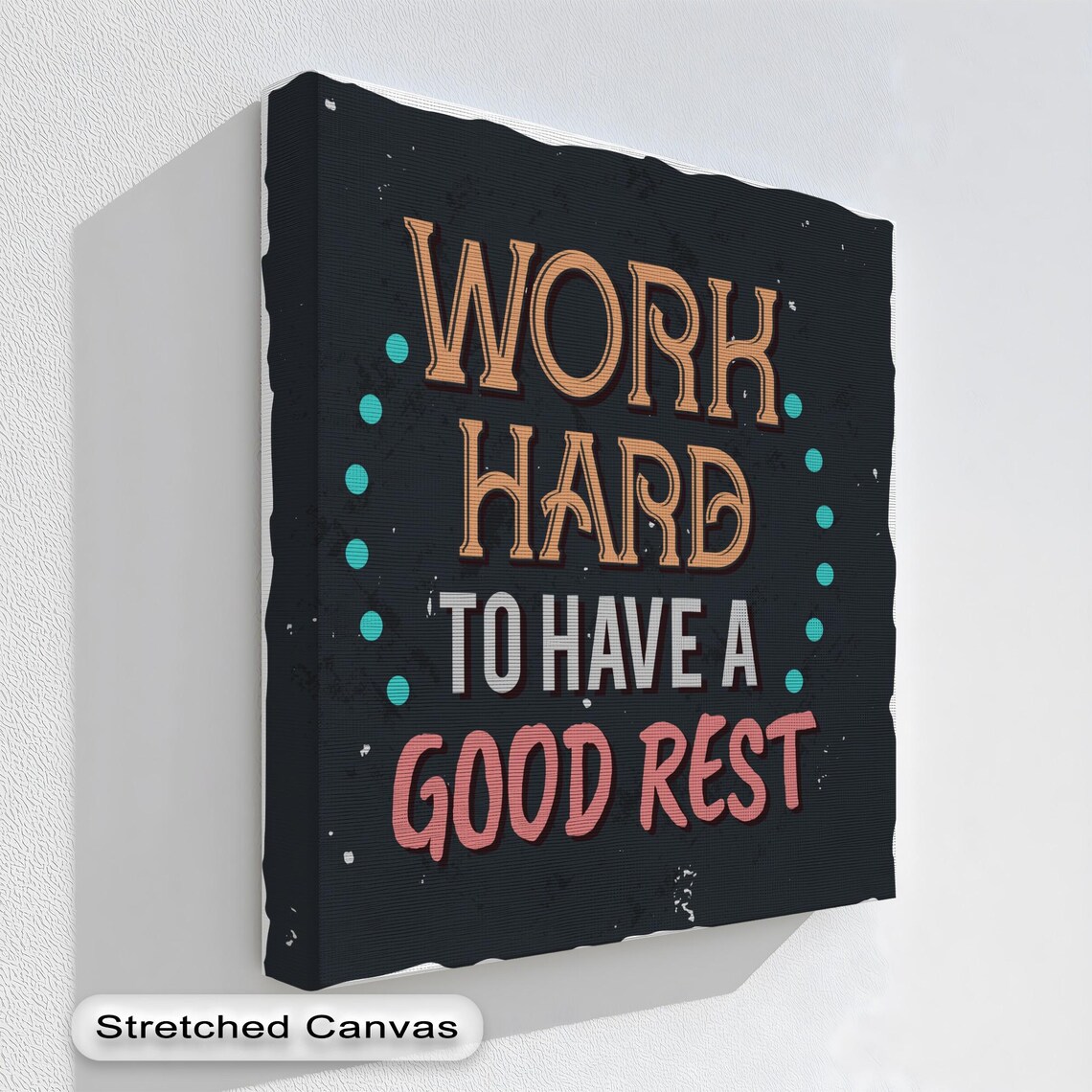 Motivational Canvas Print Work Hard Rest Well Framed Office Art