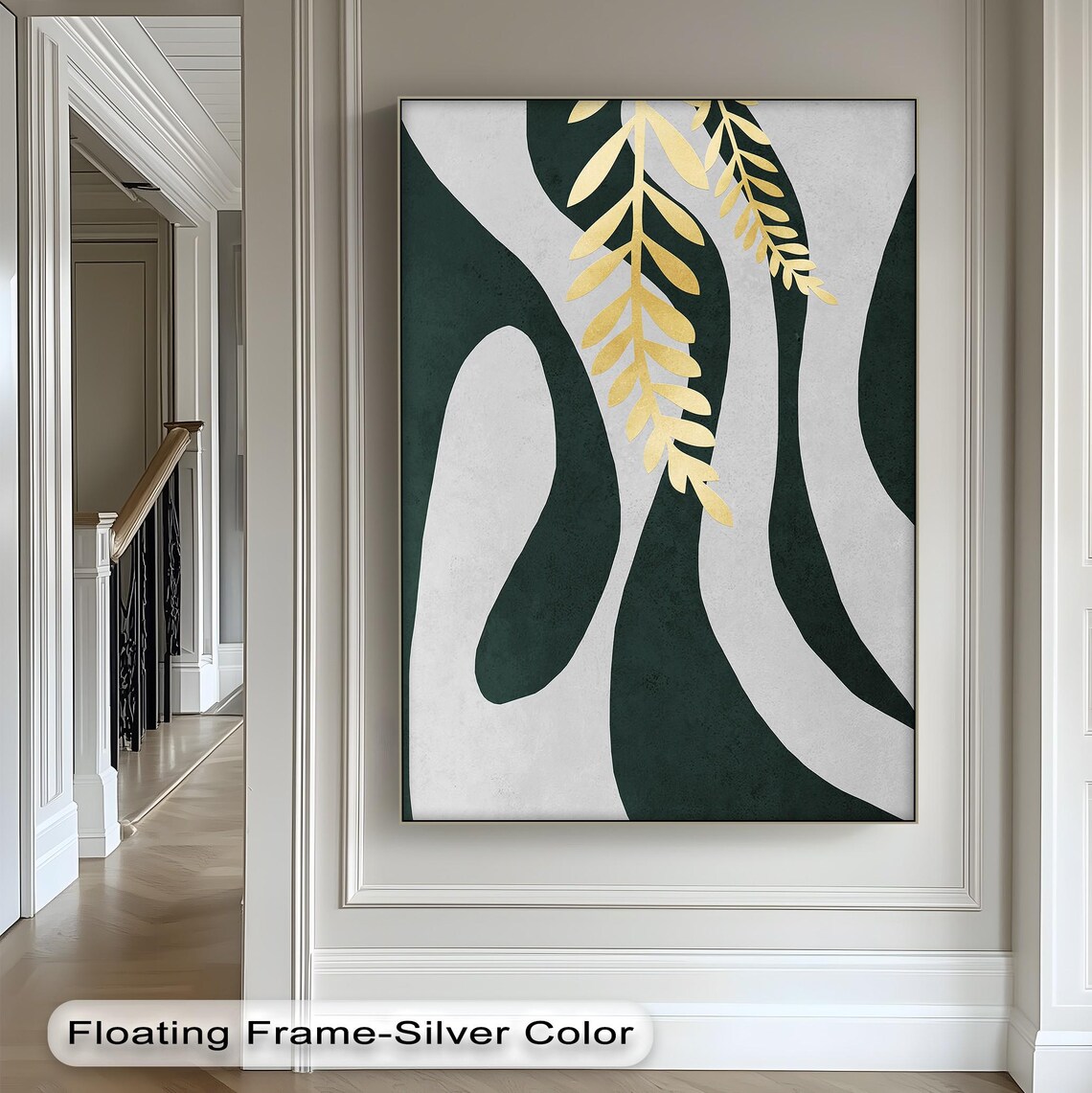Gold Leaf Botanical Canvas Art Modern Abstract Framed Print